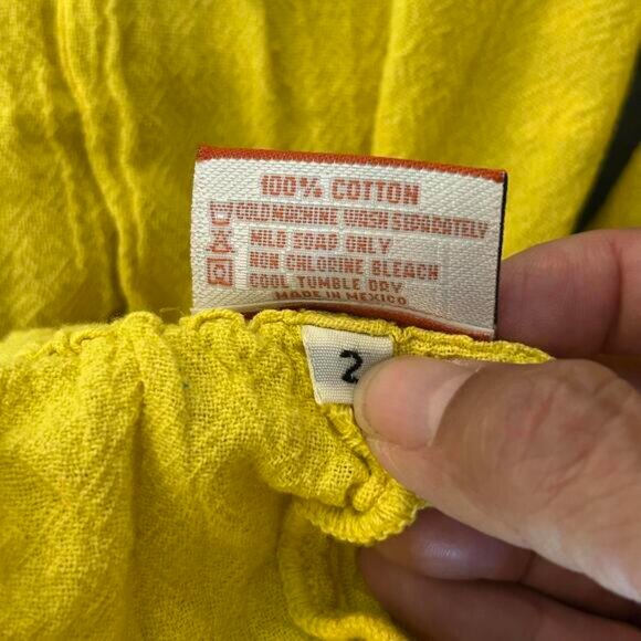 NWT Oh My Gauze! Women's Yellow Pants Size 2 Elastic Waist - Picture 3 of 3
